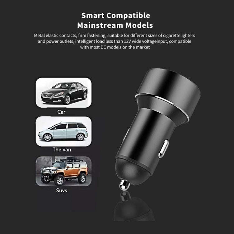Mini Multifunctional Dual USB Digital Display Car Charger, Black, Grey, Red
