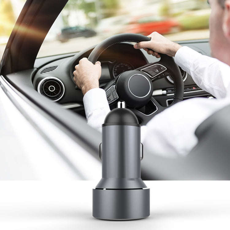Mini Multifunctional Dual USB Digital Display Car Charger, Black, Grey, Red