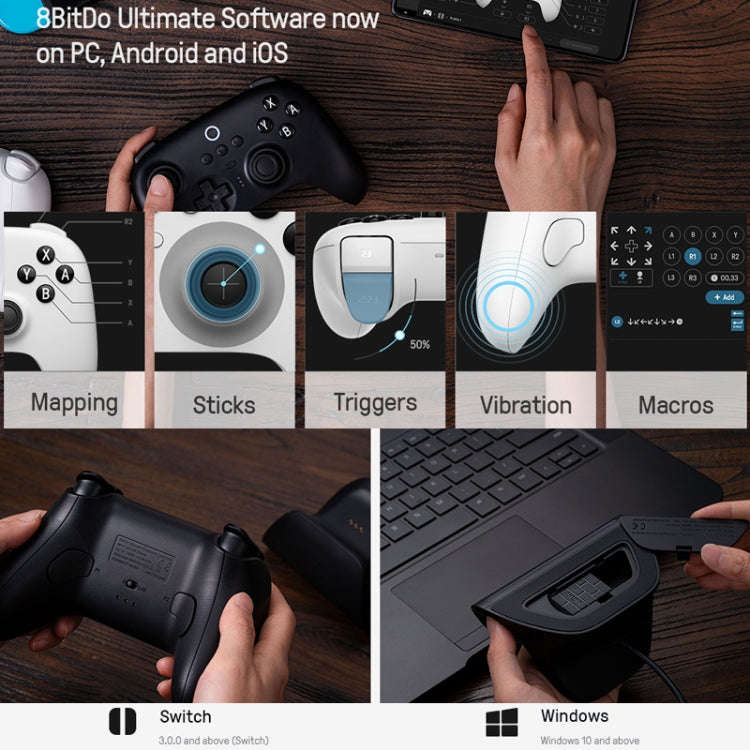 8BitDo For Switch / PC NS Version Wireless Bluetooth Gaming Controller, Wireless Bluetooth (White...