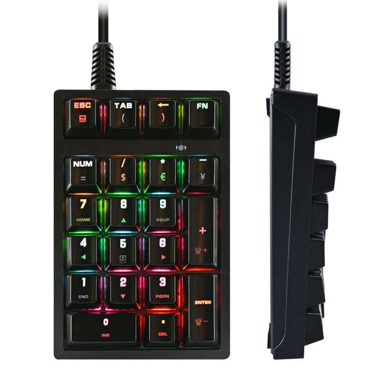 198I K21 Wired Mechanical Dightal Keyboard Multifunction Button RGB Backlight Office Keypad