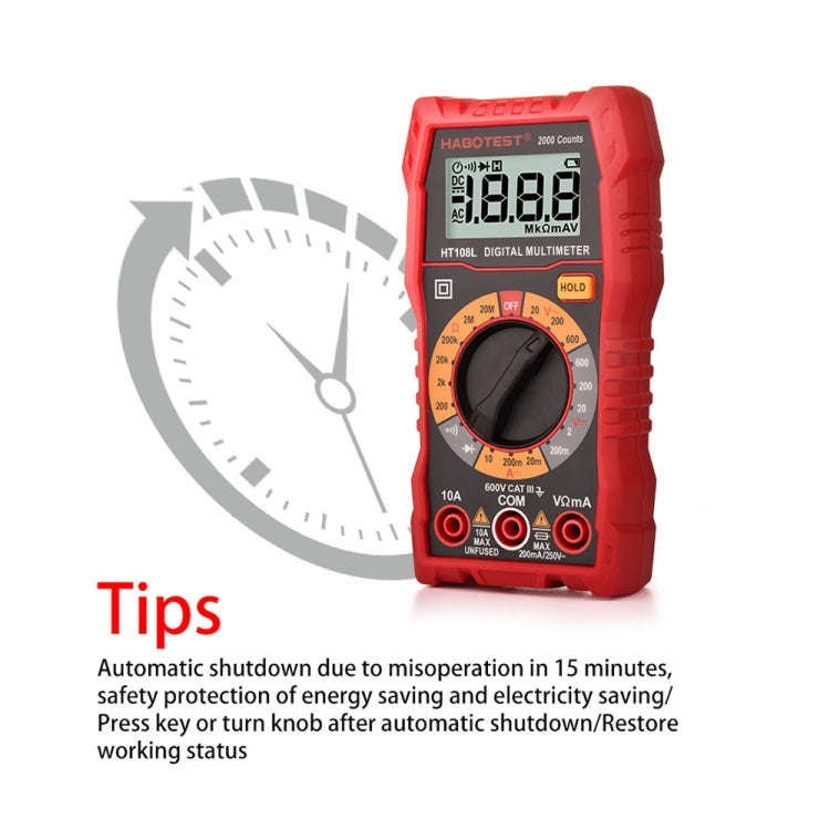 HT108L 600V 10A LCD Digital Multimeter DC Voltage Diode Frequency Multitester Current Tester, HT108L