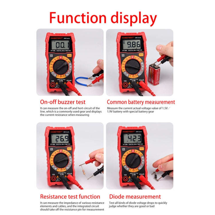HT108L 600V 10A LCD Digital Multimeter DC Voltage Diode Frequency Multitester Current Tester, HT108L