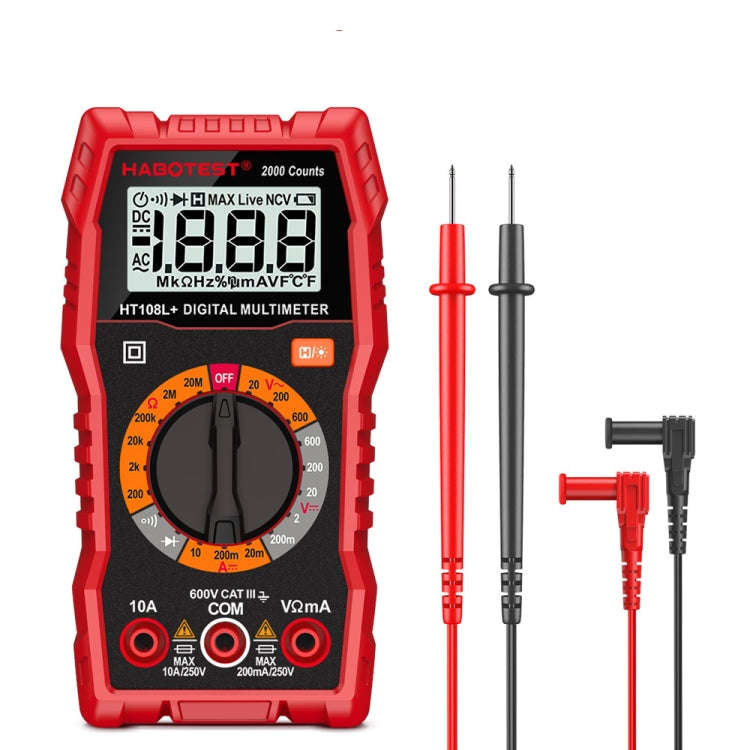 HT108L 600V 10A LCD Digital Multimeter DC Voltage Diode Frequency Multitester Current Tester, HT108L