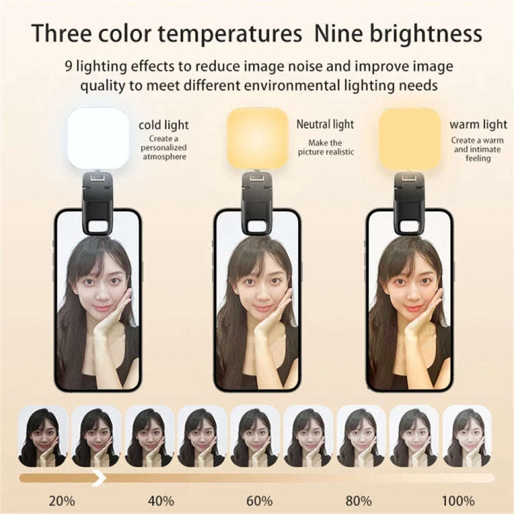 LED Mobile Phone Live Beauty Fill Light USB Charging Camera Pocket Light, Black, White