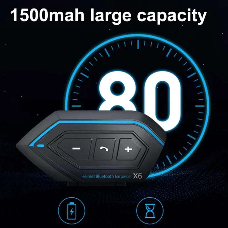 X6 Helmet Bluetooth Headset Wireless Waterproof Moto Handsfree Stereo Headphone