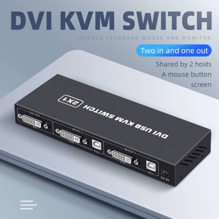 4K DVI USB KVM Switch DVI 2 In 1 Out Adapter Two Computer Shared Switcher Hub, SW88