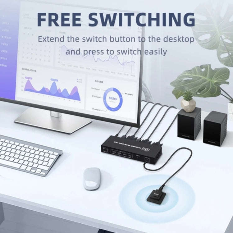 4K DVI USB KVM Switch DVI 2 In 1 Out Adapter Two Computer Shared Switcher Hub, SW88