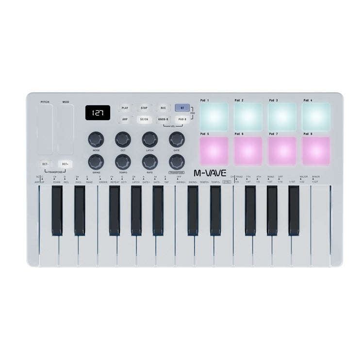 M-VAVE SMK-25 USB MIDI Keyboard Controller With 8 Back Drum Pads, M-VAVE SMK-25