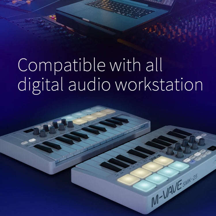 M-VAVE SMK-25 USB MIDI Keyboard Controller With 8 Back Drum Pads, M-VAVE SMK-25