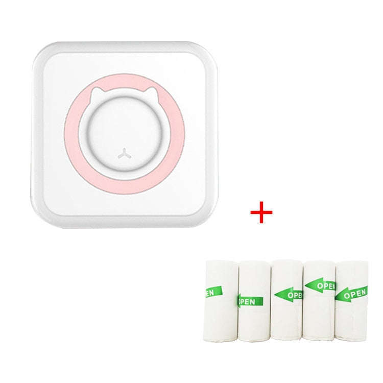 C15 Mini Student Bluetooth Inkless Photo Label Thermal Printer, Green+5 Paper, Pink+5 Paper, Gree...