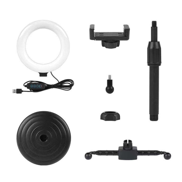 Round Plate Desktop Cell Phone Live Streaming Holder 6 inch Fill Light Selfie Portable Holder, Do...