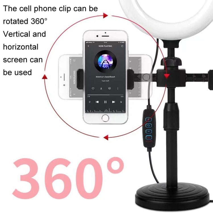 Round Plate Desktop Cell Phone Live Streaming Holder 6 inch Fill Light Selfie Portable Holder, Do...