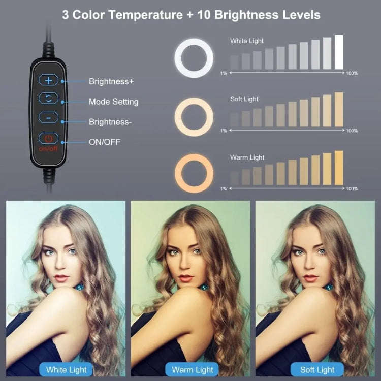 Round Plate Desktop Cell Phone Live Streaming Holder 6 inch Fill Light Selfie Portable Holder, Do...