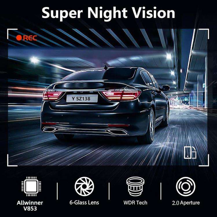3-Inch Dual-Lens Front 4K + Rear 2K HD WiFi Connected Driving Recorder, A5
