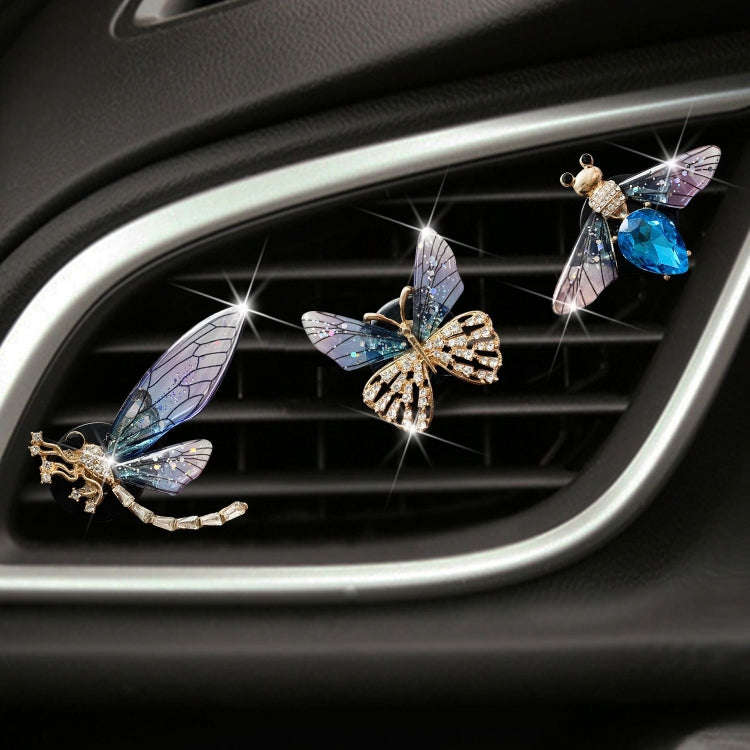 3pcs/set Metal Butterfly Dragonfly Bee Car Air Vent Aromatherapy Decorative Clip
