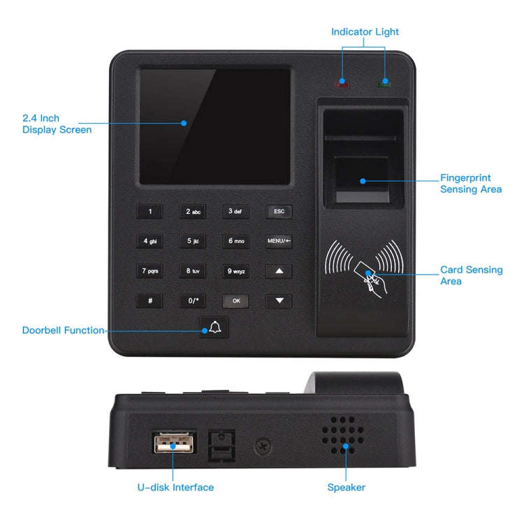 M10 Smart ID Card Recognition Fingerprint Access Control All-in-one Attendance Machine, English V...