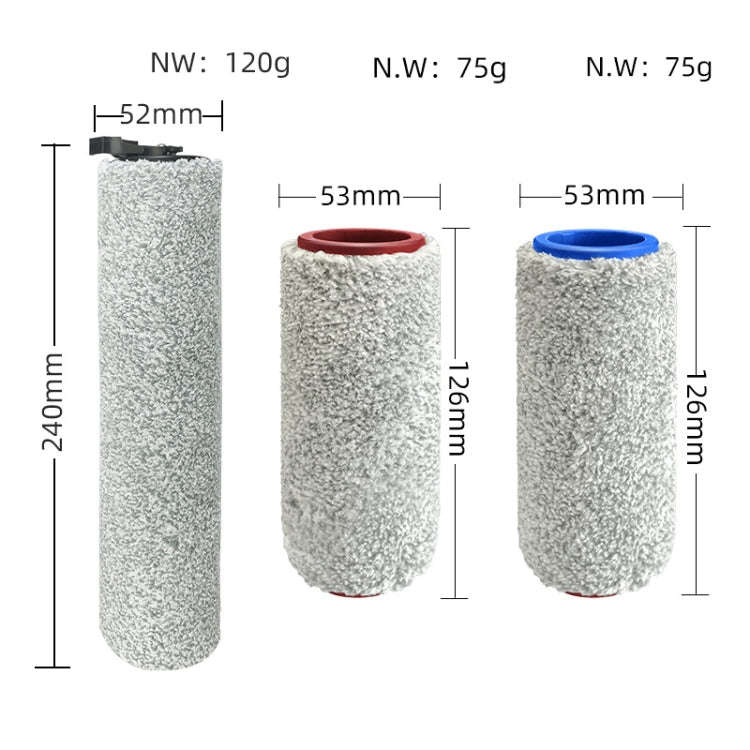 For Roborock U10 Smart Floor Scrubber Accessories, 1 Long Front Roller Brush, 2 Short Back Roller...