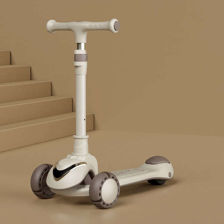 XOEYU K8 Multifunctional Adjustable Folding Children Scooter with Music and Lights, Single Coffee...