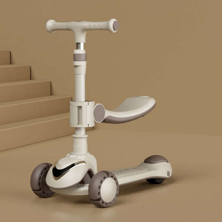 XOEYU K8 Multifunctional Adjustable Folding Children Scooter with Music and Lights, Single Coffee...