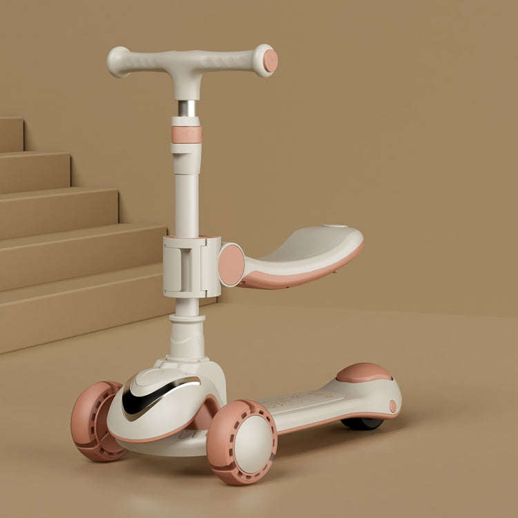 XOEYU K8 Multifunctional Adjustable Folding Children Scooter with Music and Lights, Single Coffee...