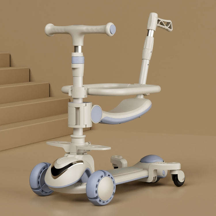 XOEYU K8 Multifunctional Adjustable Folding Children Scooter with Music and Lights, Single Coffee...