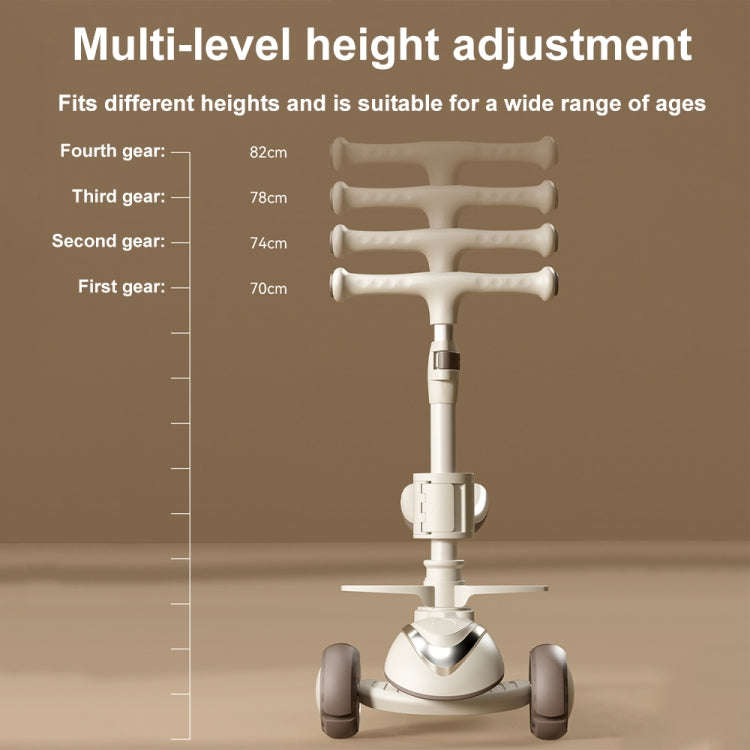 XOEYU K8 Multifunctional Adjustable Folding Children Scooter with Music and Lights, Single Coffee...