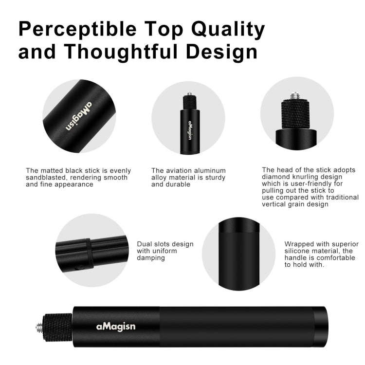 aMagisn 120cm Invisible Straight Pull Selfie Stick Sports Camera Accessories, Single Rod