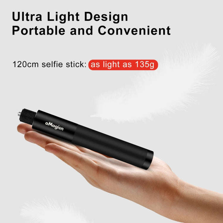 aMagisn 120cm Invisible Straight Pull Selfie Stick Sports Camera Accessories, Single Rod