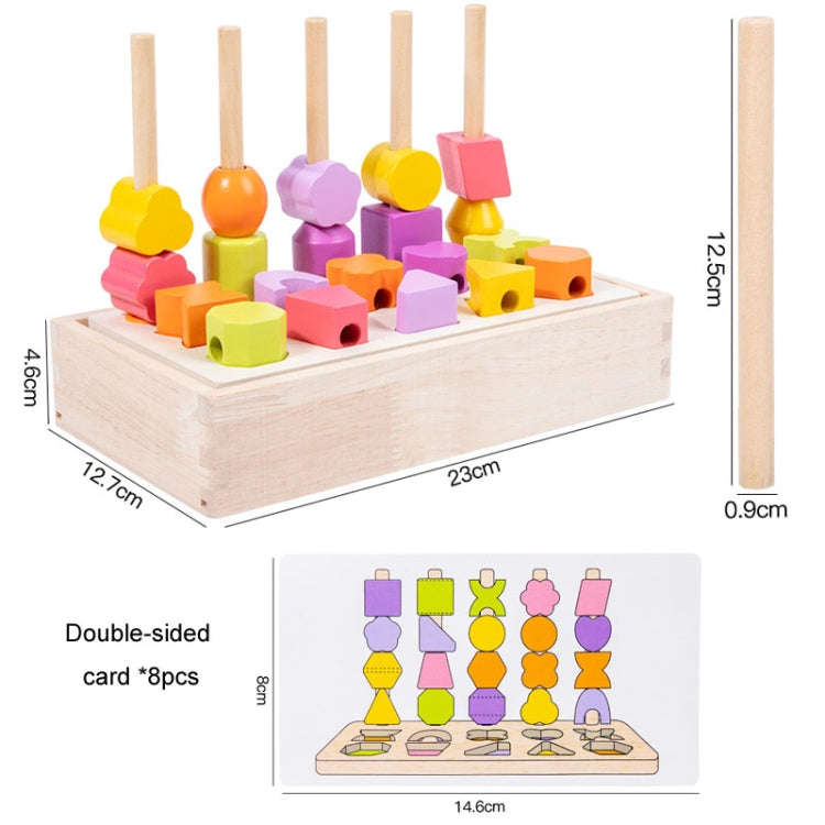 Children Wooden Geometric Shape Matching Enlightenment Beads Building Blocks Educational Toys