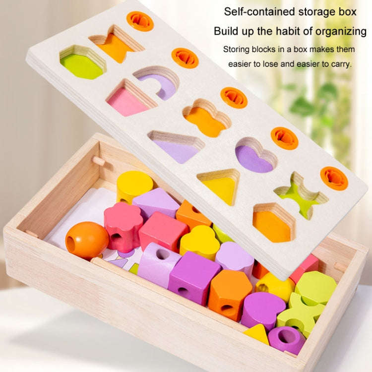 Children Wooden Geometric Shape Matching Enlightenment Beads Building Blocks Educational Toys