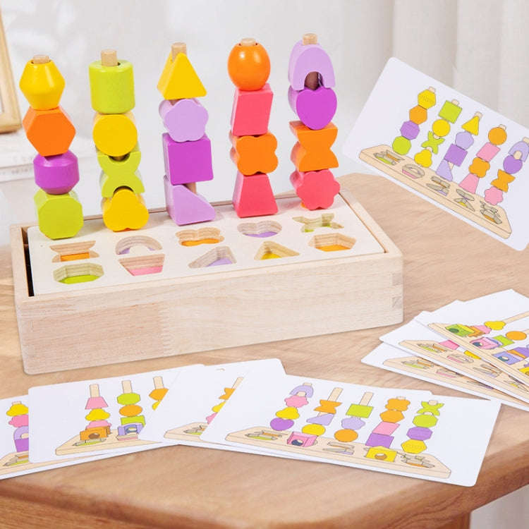 Children Wooden Geometric Shape Matching Enlightenment Beads Building Blocks Educational Toys