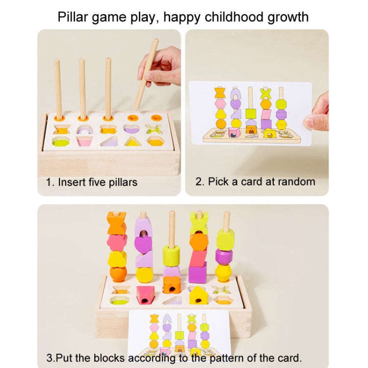 Children Wooden Geometric Shape Matching Enlightenment Beads Building Blocks Educational Toys