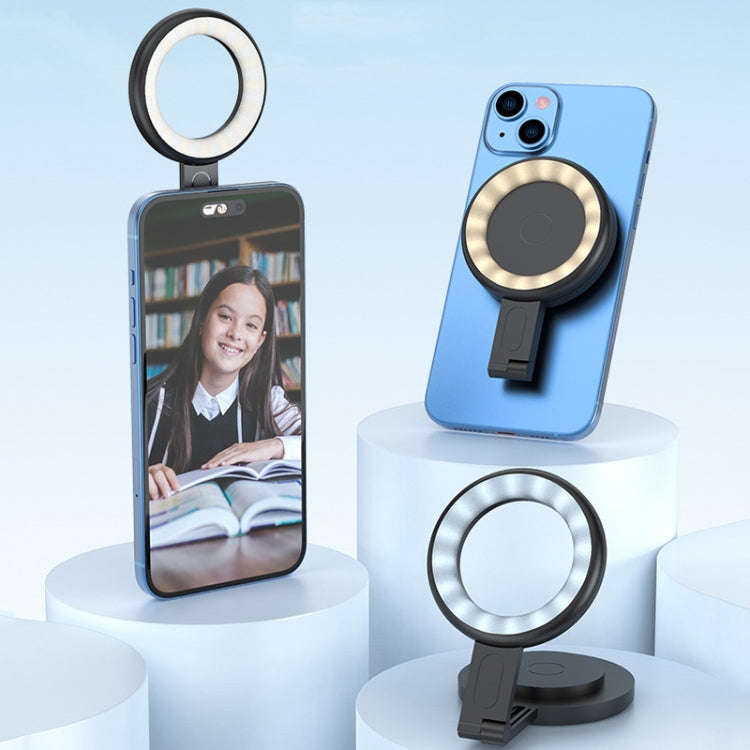 Cell Phone Magnetic Fill Light Portable Photo Pocket Lamp, White, Black