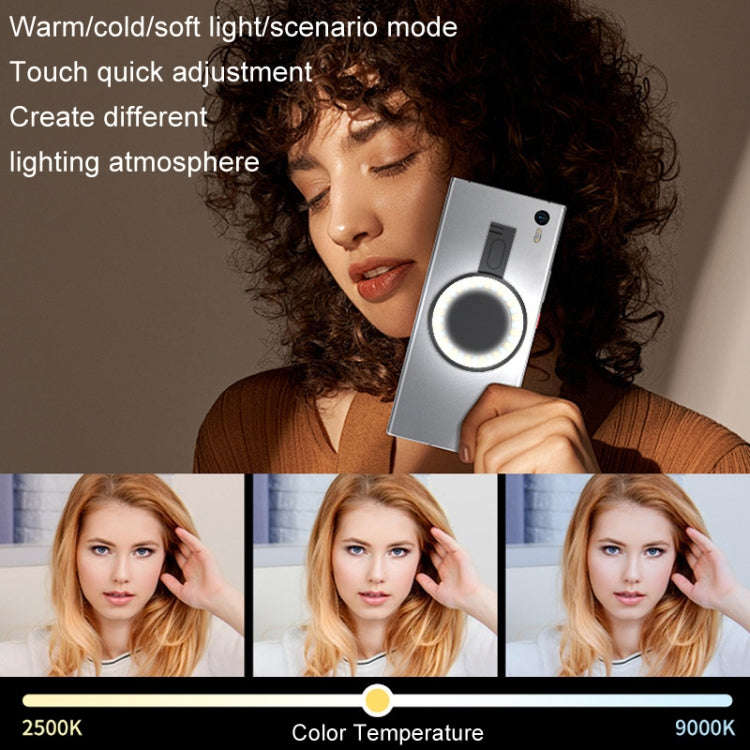 Cell Phone Magnetic Fill Light Portable Photo Pocket Lamp, White, Black