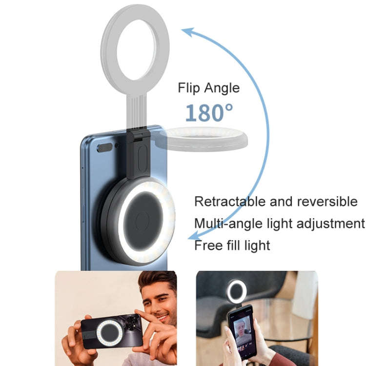 Cell Phone Magnetic Fill Light Portable Photo Pocket Lamp, White, Black