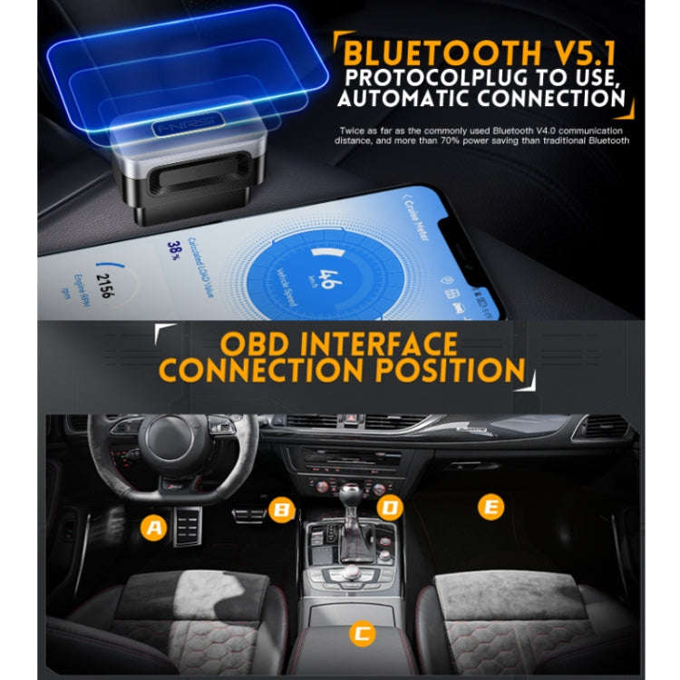 FNIRSI Bluetooth 5.1 Car Engine OBD2 Fault Code Diagnostic Instrument, 32