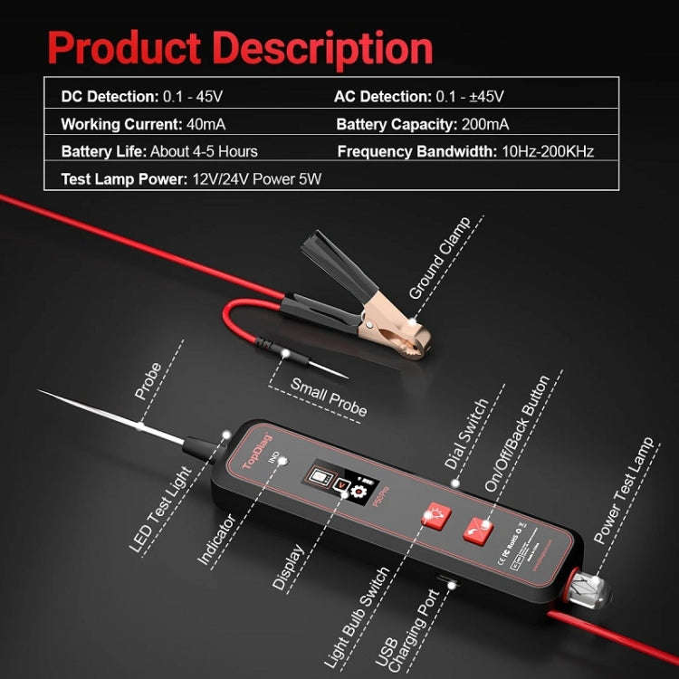 JDiag Mini Circuit Tester AC/DC Detection Multi-function Oscilloscope, P50 PRO
