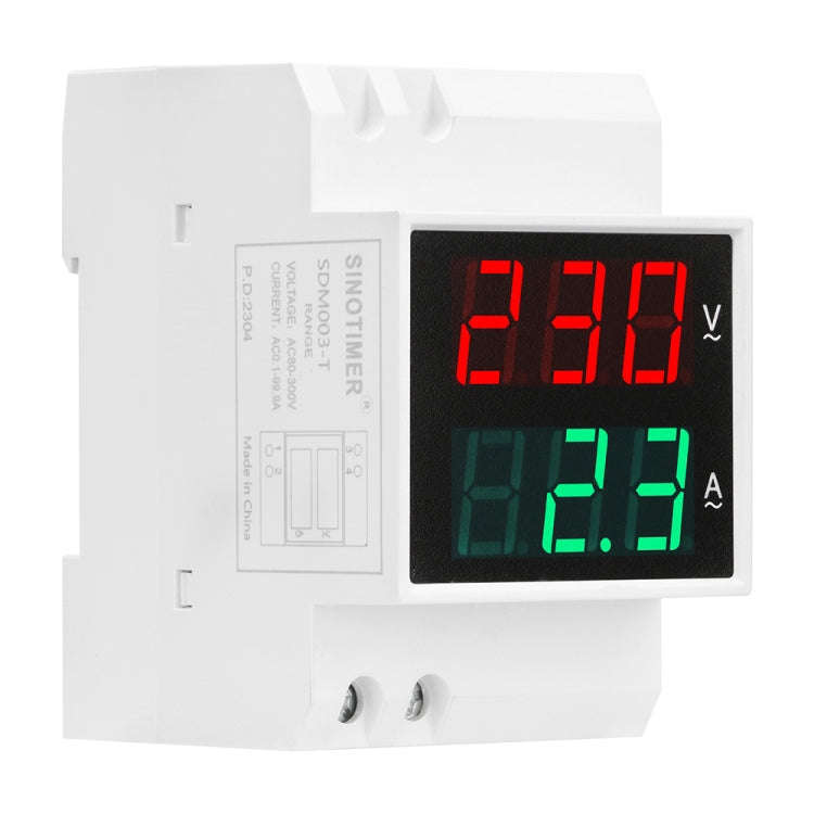 SINOTIMER SDM003-T 3 Digits DIN Rail Single-Phase AC Household Dual Display Voltage And Current M...