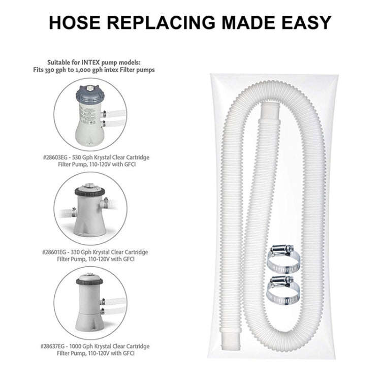 For Intex Swimming Pool Filter Pump Replacement, 1 Hose 2 Clamps, 2 Hoses 4 Clamps, 1 Hose 2 Clam...
