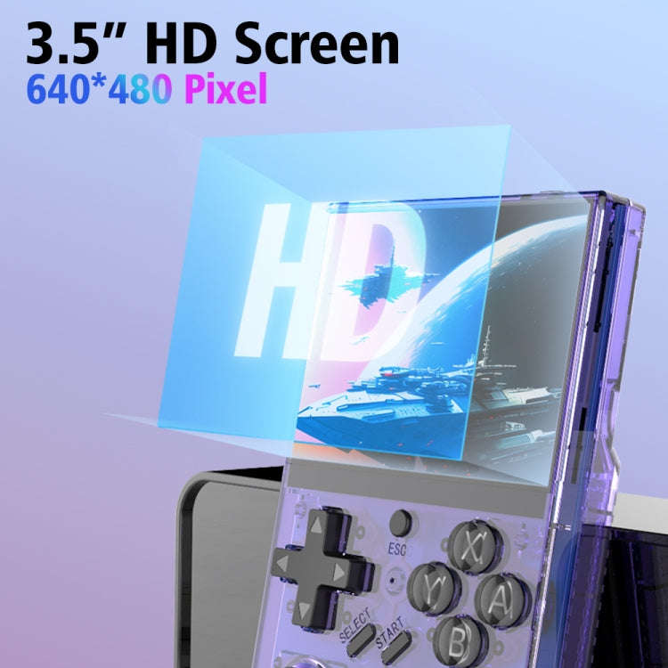 R35PLUS 3.5 Inch Handheld Game Console Built-in 64G 10,000+ Games, Transparent Black, Transparent...