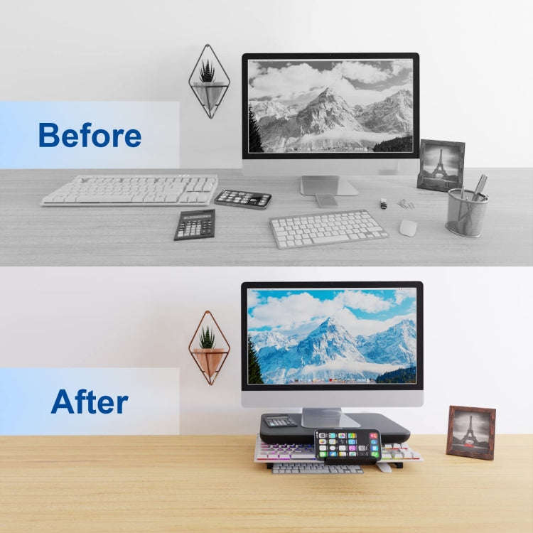 Oimaster Monitor Stand Riser Adjustable Height Laptop Bracket With Storage Drawer, Basic, Upgrade