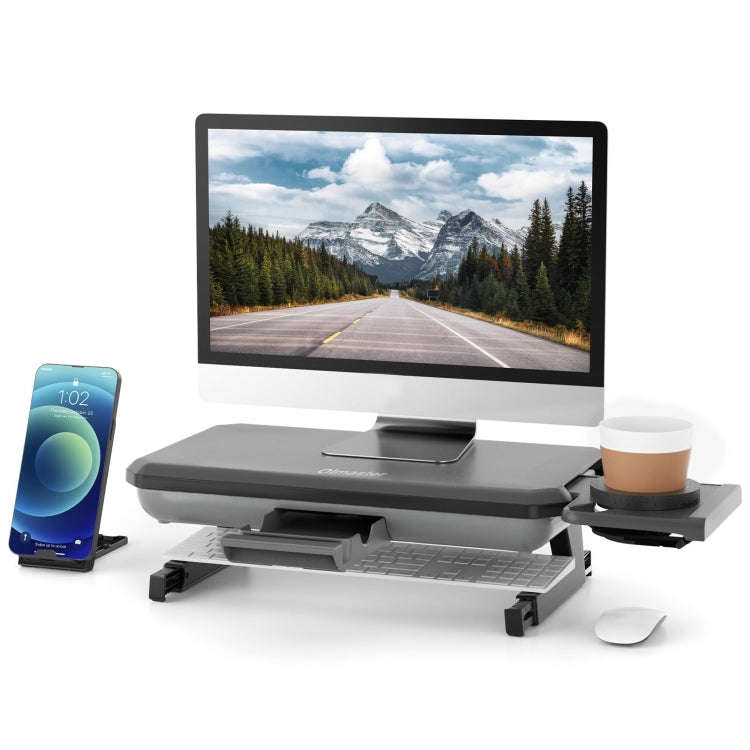 Oimaster Monitor Stand Riser Adjustable Height Laptop Bracket With Storage Drawer, Basic, Upgrade