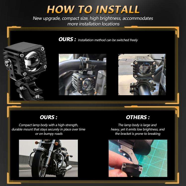40W Motorcycle Wired Switch Integrated Waterproof Spotlight