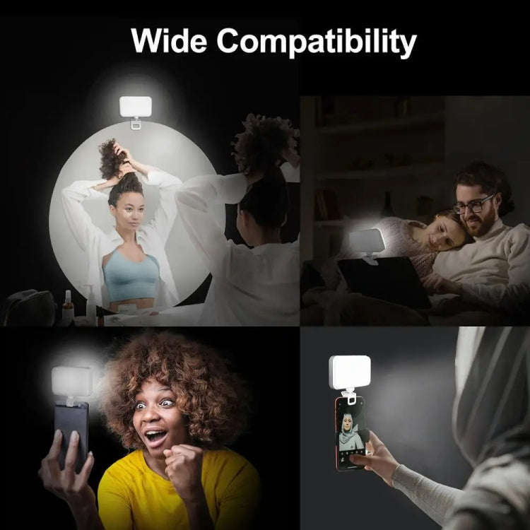 66 LEDs Selfie Fill Light Rechargeable 3 Modes Clip-on Pocket Light For Phone, Laptop, Tablet Mee...