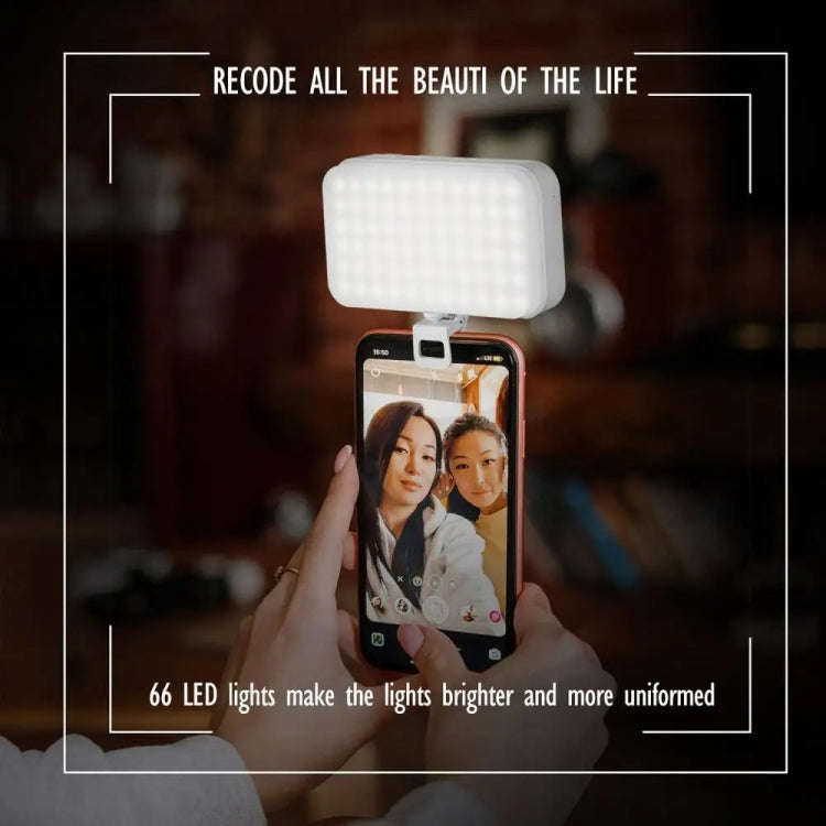 66 LEDs Selfie Fill Light Rechargeable 3 Modes Clip-on Pocket Light For Phone, Laptop, Tablet Mee...