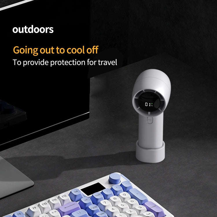 Outdoor Handheld Turbine Digital Display 100-Speed High-Speed Mini Fan, White, Black, Navy Blue