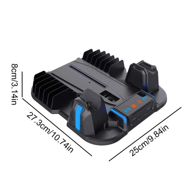 For Sony PS5 Slim PGTECH GP-521 Handle Charging Base Host Cooling Rack With Disc Rack, GP-521 Bla...