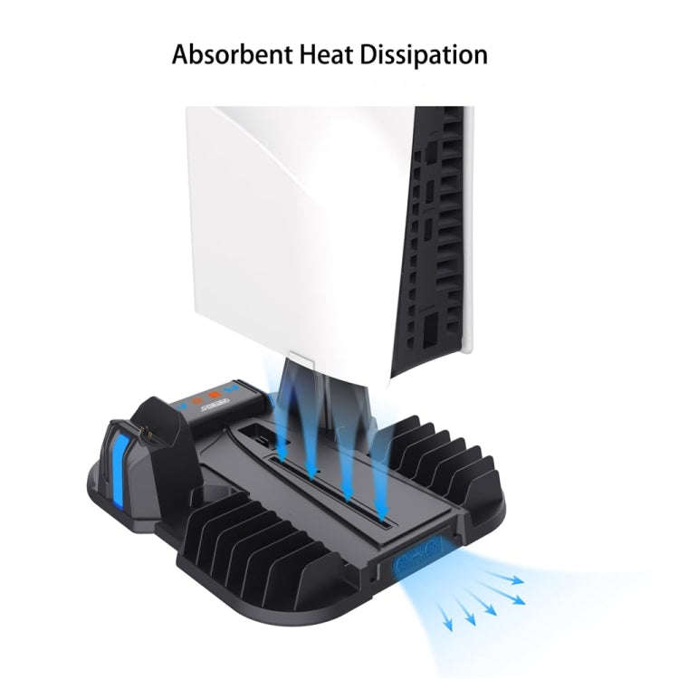 For Sony PS5 Slim PGTECH GP-521 Handle Charging Base Host Cooling Rack With Disc Rack, GP-521 Bla...