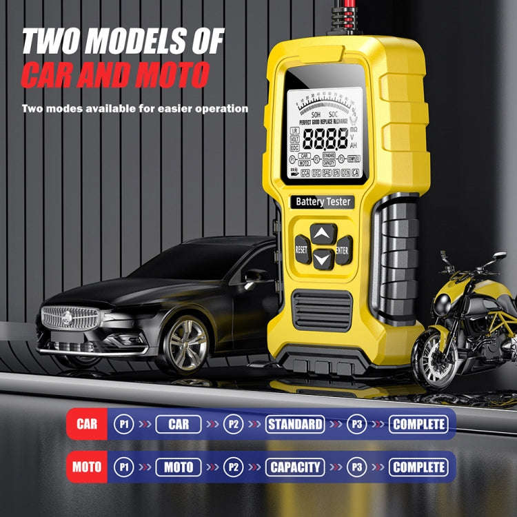 FOXSUR 12V/24V Automotive Lead-acid Battery Internal Resistance Rapid Analyzer, Yellow