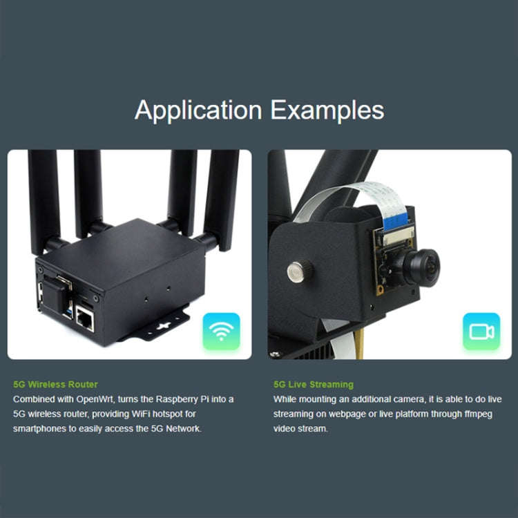 Waveshare SIM8262E-M2 5G HAT For Raspberry Pi, Quad Antennas 5G NSA, 5G/4G/3G Compatible